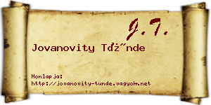 Jovanovity Tünde névjegykártya